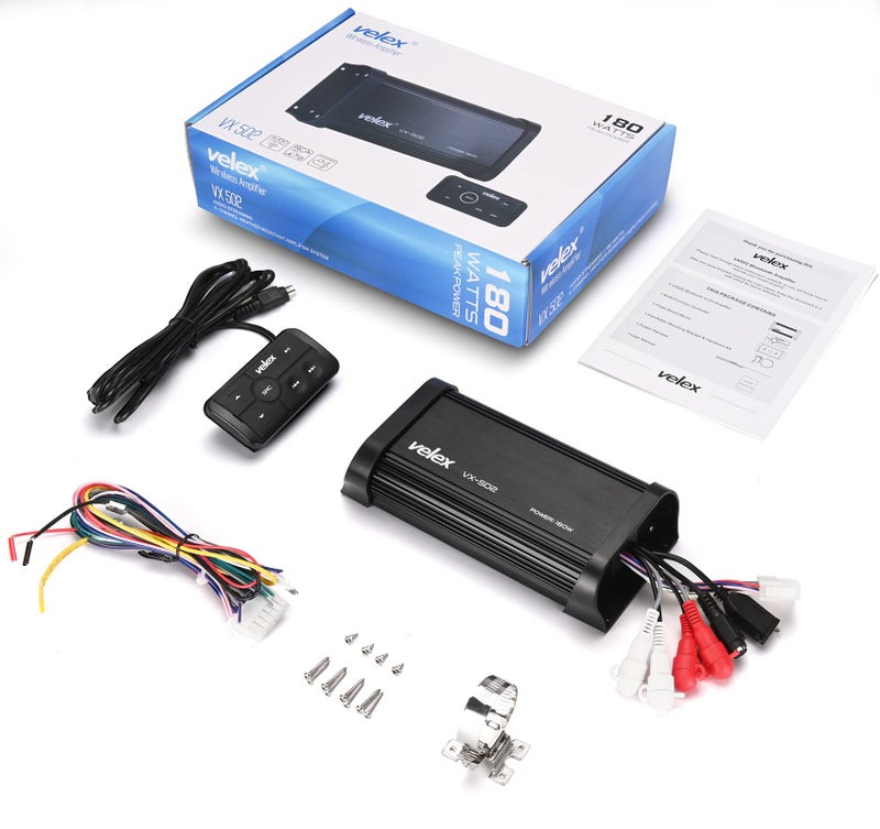 VELEX Water Resistant Bluetooth Marine 4 Channel Class A/B Amplifier Media Stereo on Boats UTV ATV Golf Carts and Cars - Image 5
